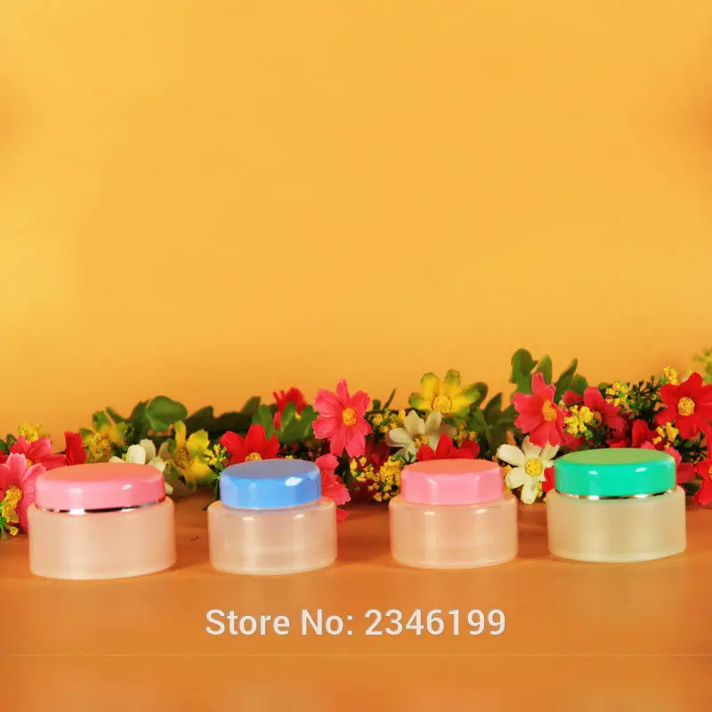 

40pcs/lot White Empty Cream Jar, Plastic Medical Packing, Sample Makeup Nail Powder Case, Medical Refillable Box with Inne Cap