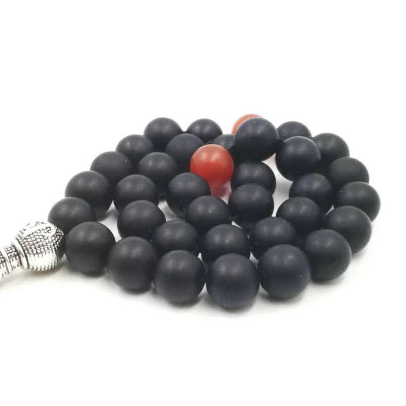 Черный Матовый Агат кожаная кисточка Tasbih все новые браслеты на руку аксессуары