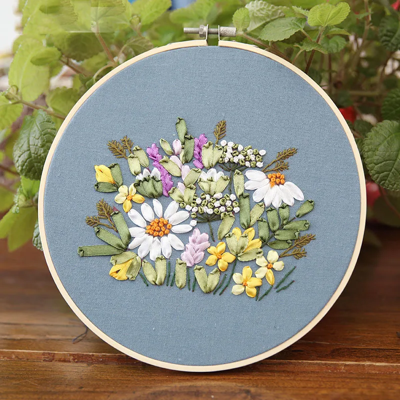 Новые DIY Ленточные Наборы для вышивания с бамбуковые обручи начинающих Рукоделие