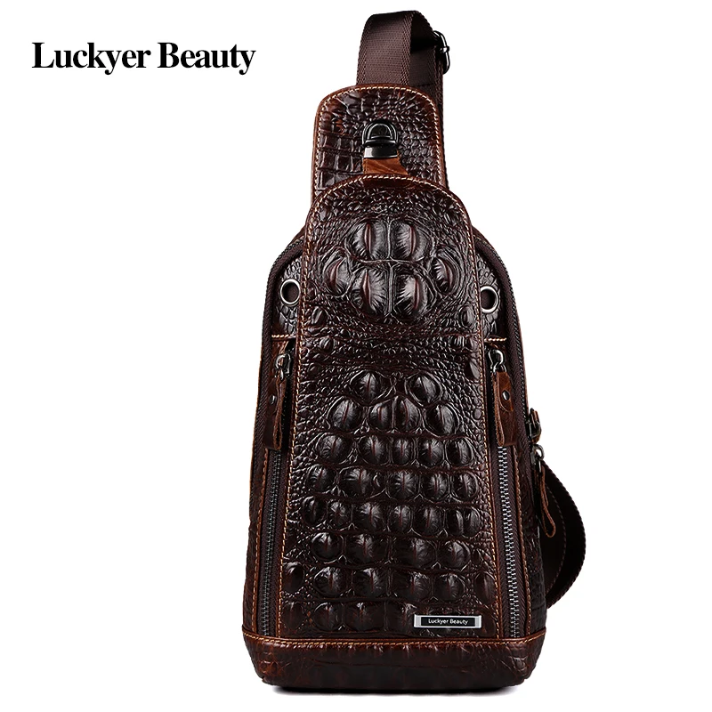 LUCKYER BEAUTY мужские нагрудные сумки с узором крокодиловая кожа мужская сумка через
