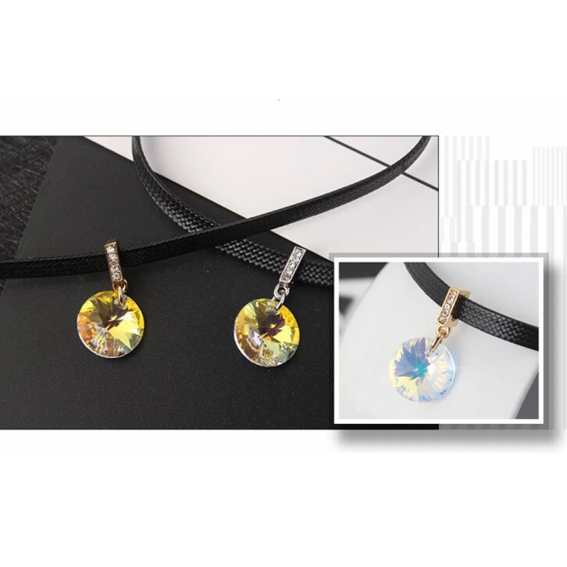 Labekaka колье с кожаной веревкой, украшенное кристаллами Swarovski, уникальные вечерние ювелирные изделия с цепочкой для коктейлей
