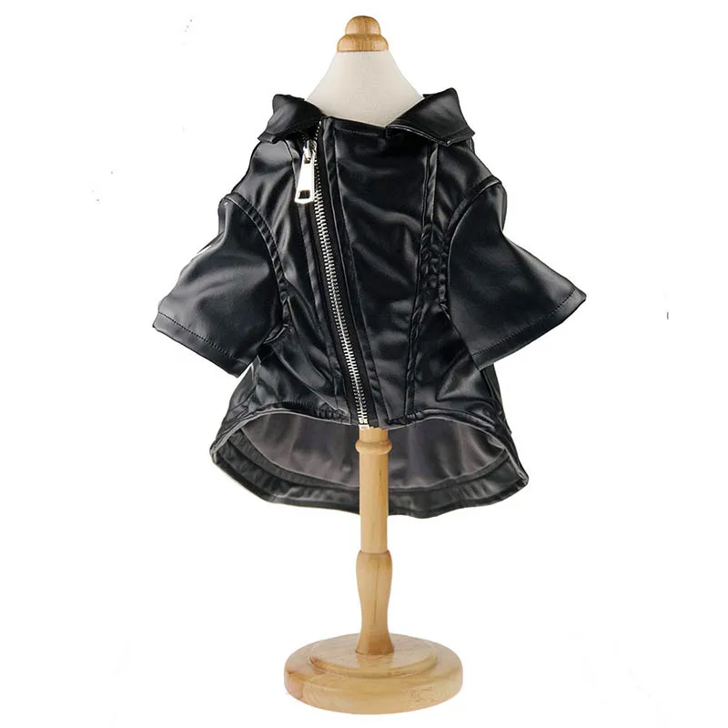 Black HSWLL зимняя мотоциклетная кожаная одежда модные домашние животные крутая одежда маленькая собака Французский бульдог - Цвет: Black
