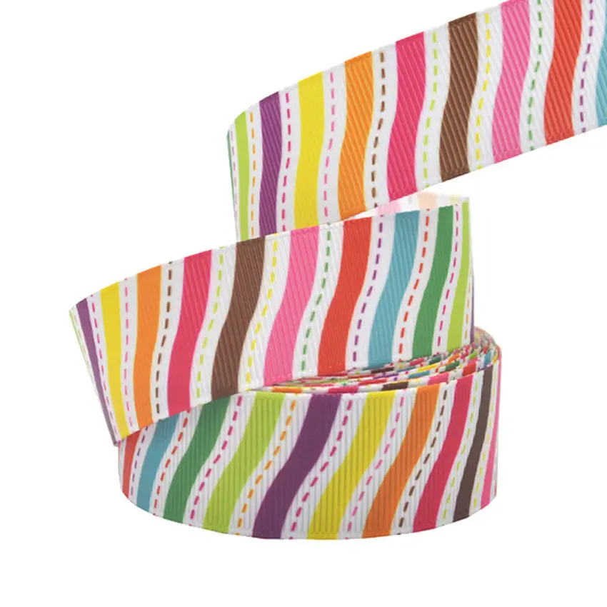 1" 25mm 10 yards/lot plaid stripe printed grosgrain ribbons grid ribbon DIY handmade materials