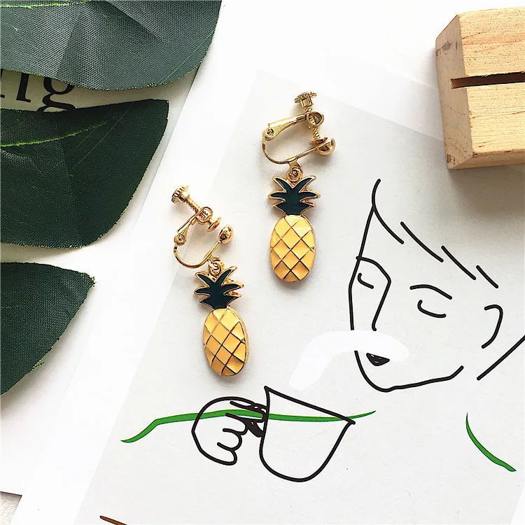 

Clip on earrings fruit clip earings yellow teen girls earrings