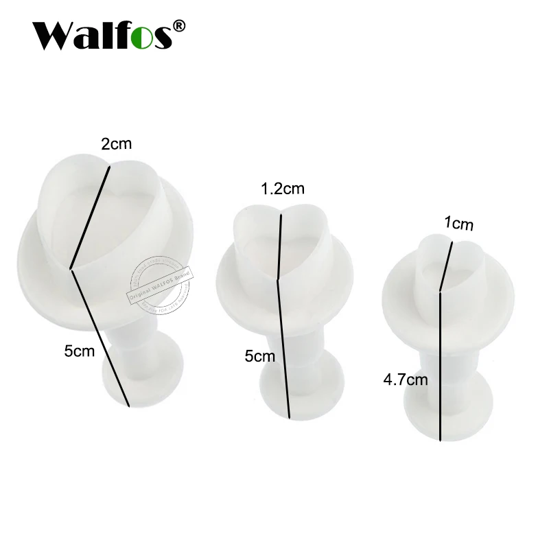 WALFOS 3 штуки помадка камедь паста кекс форма Любовь Сердце печенье Плунжер резак