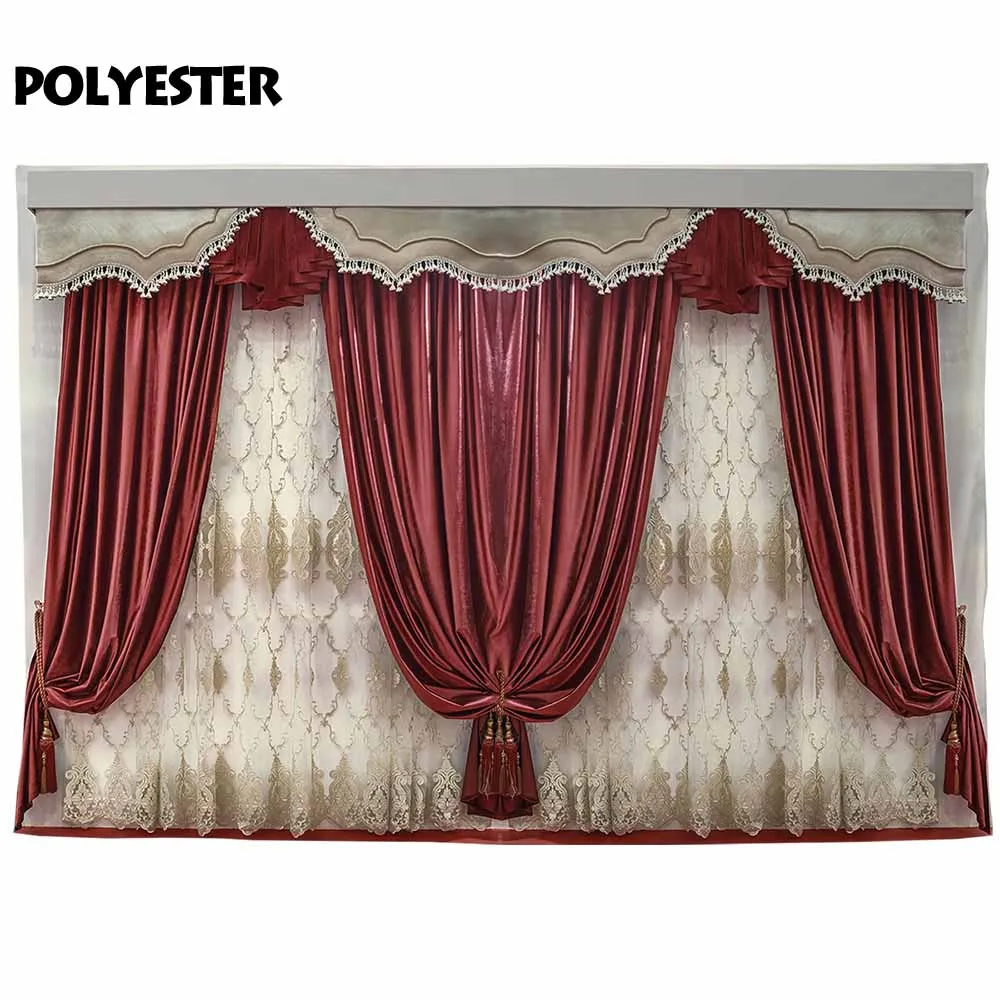 Allenjoy фоны для фотостудии Великолепные золотые мягкие бархатные шторы красный