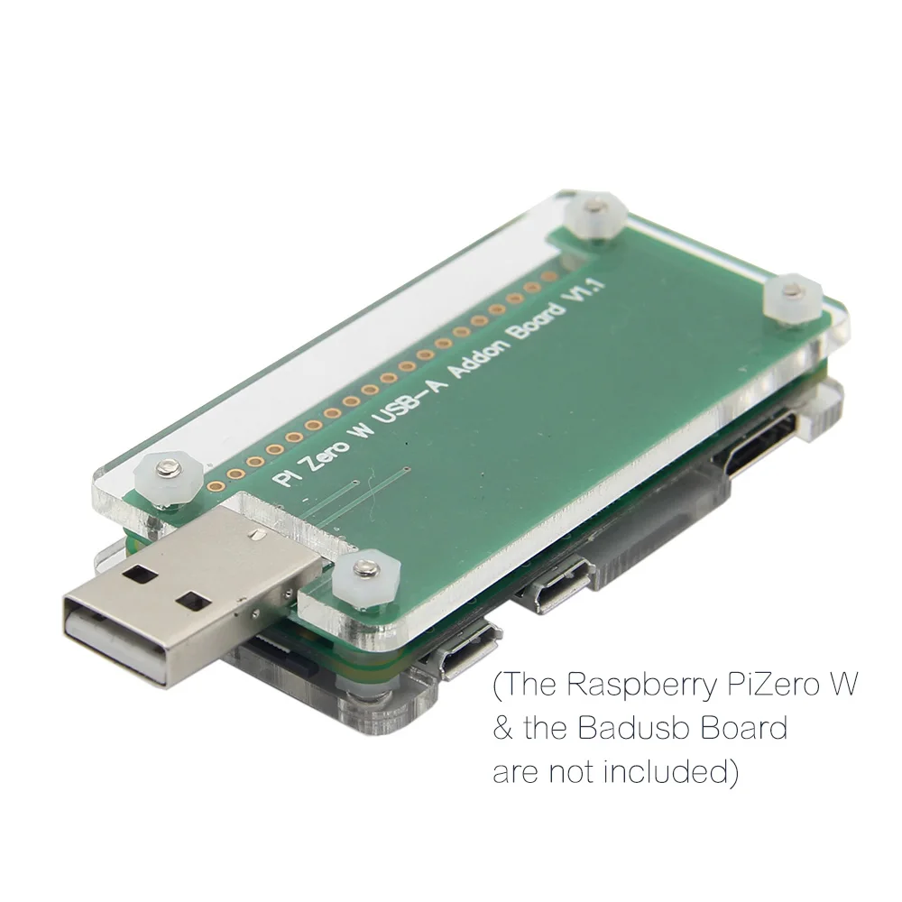 Raspberry Pi Zero/Zero W BadUSB USB-A Плата расширения Addon с прозрачным акриловым чехол в комплекте