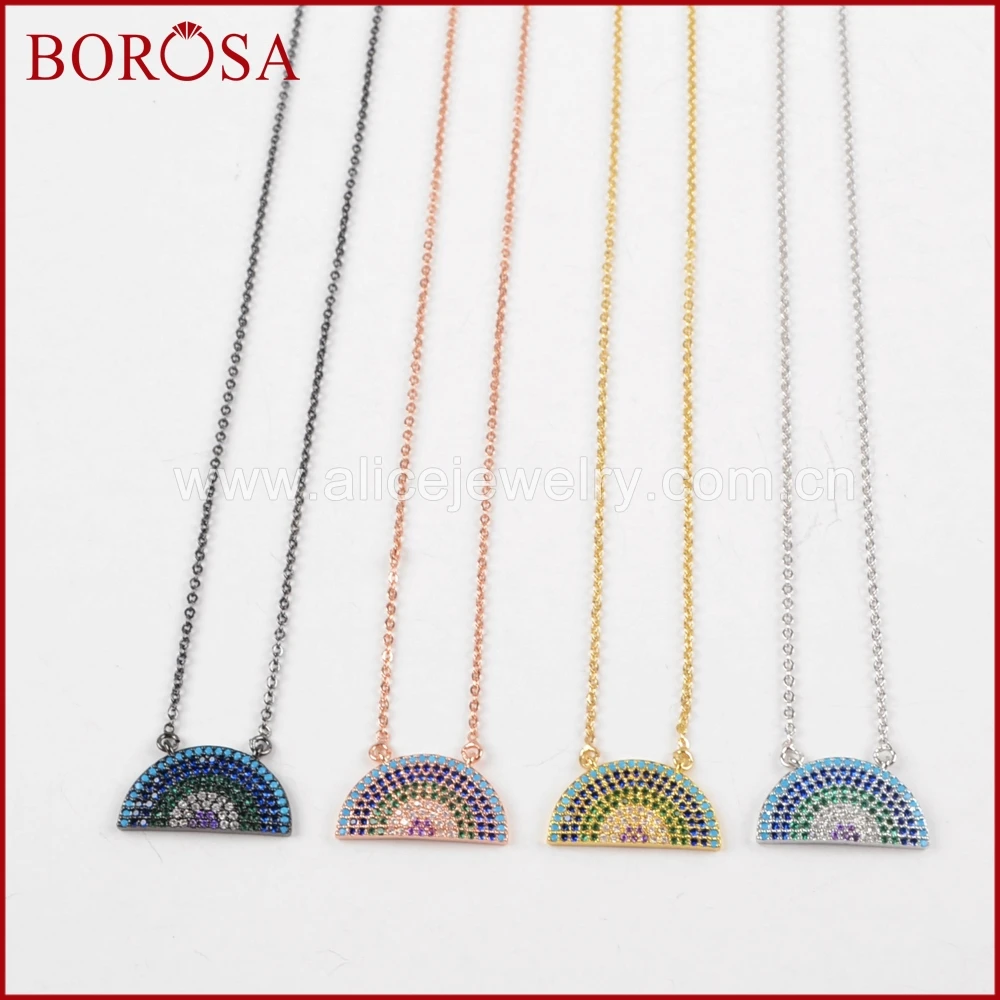 BOROSA новинка стильный Druzy CZ микро полумесяц Connetcor ожерелье с кристаллами