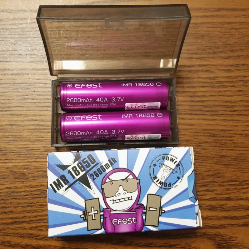 2 шт. EFEST IMR 18650 2600mah 3,7 V 40A аккумулятор фиолетовый Профессиональный Vape электронная сигарета литий-ионные аккумуляторы питания