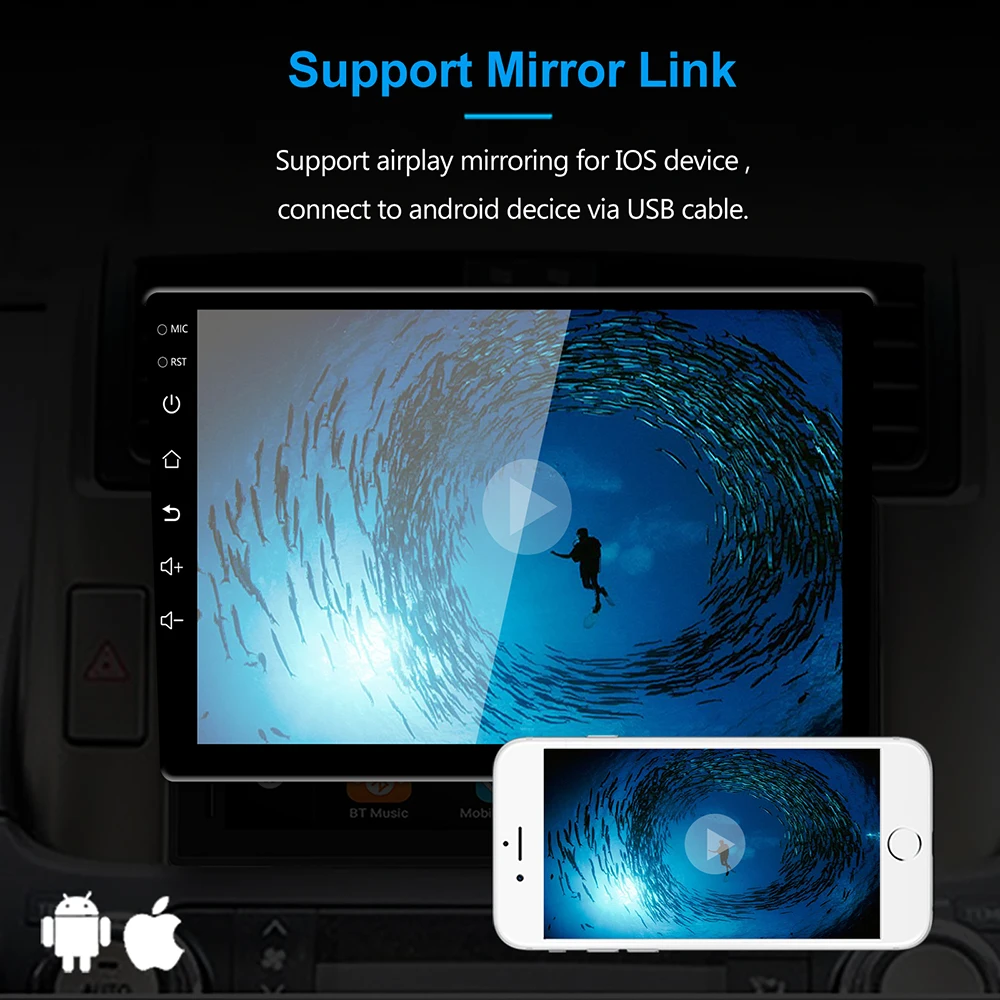 Универсальный 10 дюймов/9 дюймов 2din Android 8,1 автомобильный радиоприемник 1080P сенсорный gps навигатор Bluetooth wifi SWC RDS FM AM Mirror Link OBD 2
