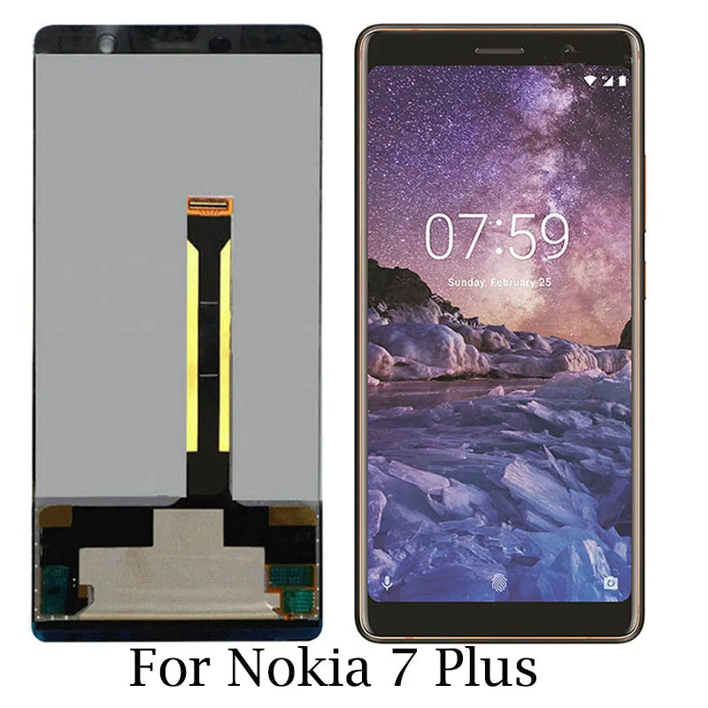 Для Nokia 7 Plus ЖК дисплей кодирующий преобразователь сенсорного экрана в сборе