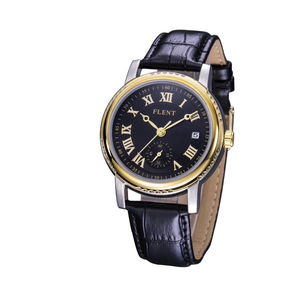 Men Leather Strap Automatic Mechanical Watches Auto Date Display Second Hand Fashion Analog Wrist Watch | Наручные часы