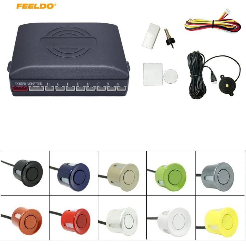 

Автомобильный датчик парковки, 2 передних, 4 задних звуковых сигнала с радарной системой с динамиком, FEELDO, 1 комплект