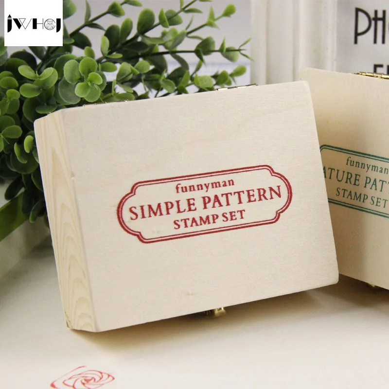 12 шт./компл. Мини милый дневник деревянный резиновый штамп подарочная коробка