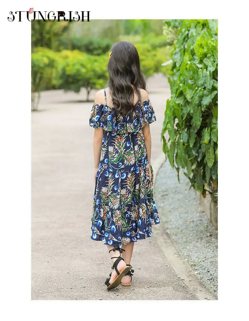 Girls dress elegant beach style children casual strapless blackless frocks summer kids clothhing party wear for 4-14Yrs | Детская одежда