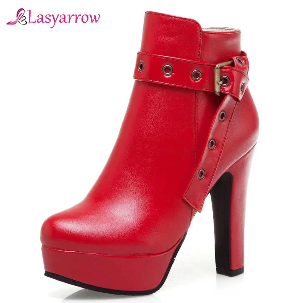

Lasyarrow Big Size 34-50 2019 Wholesale Platform Ankle Boots Woman Shoes High Heels Zipper party Shoes Woman Boots women shoes