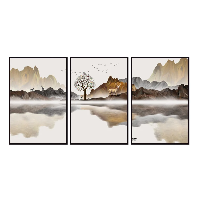 

Wholesale Elk Landscape Series Paintings Wall Art Home Decoration framed Canvas Painting For Living Room 12YM-A-750