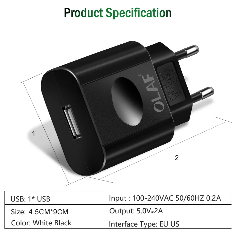 Олаф 10 Вт Универсальный USB Зарядное устройство Путешествия стены адаптер смарт