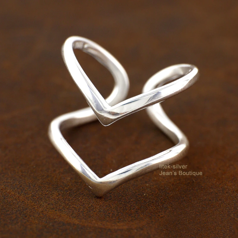 S92-5 однослойное регулируемое Двухслойное кольцо из стерлингового серебра SIL V