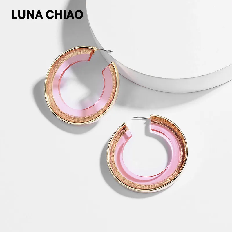 Женские акриловые серьги кольца LUNA CHIAO новые дизайнерские круглые прозрачные