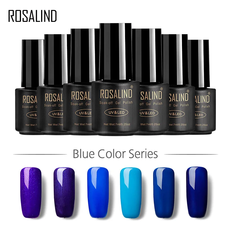

ROSALIND Gel 1S 7ML Little Black Bottle Blue Color Series Gel Nail Polish Long-lasting Nail Art Soak Off UV LED Gel Lacquer