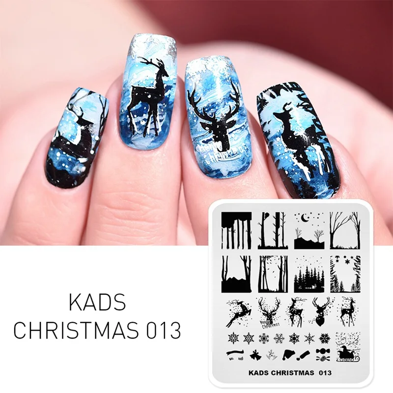 Christmas 013 KADS новые пластины для штамповки ногтей Летняя природа шаблон для штамповки изображения пластины для маникюра палитра цветов многослойный дизайн - Цвет: Christmas 013