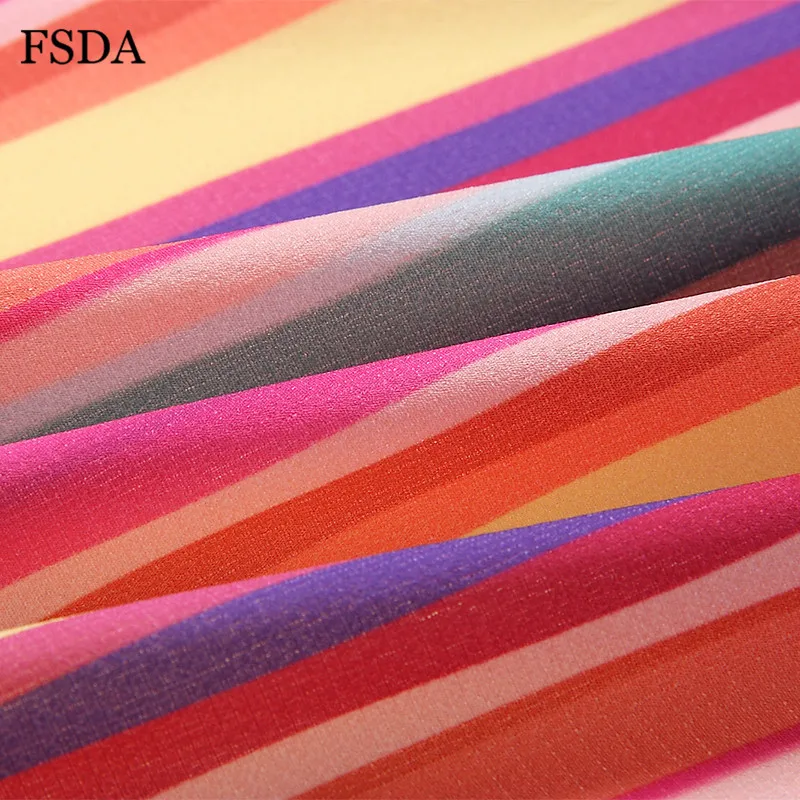 Женское платье рубашка FSDA винтажное длинное в полоску с длинным рукавом и