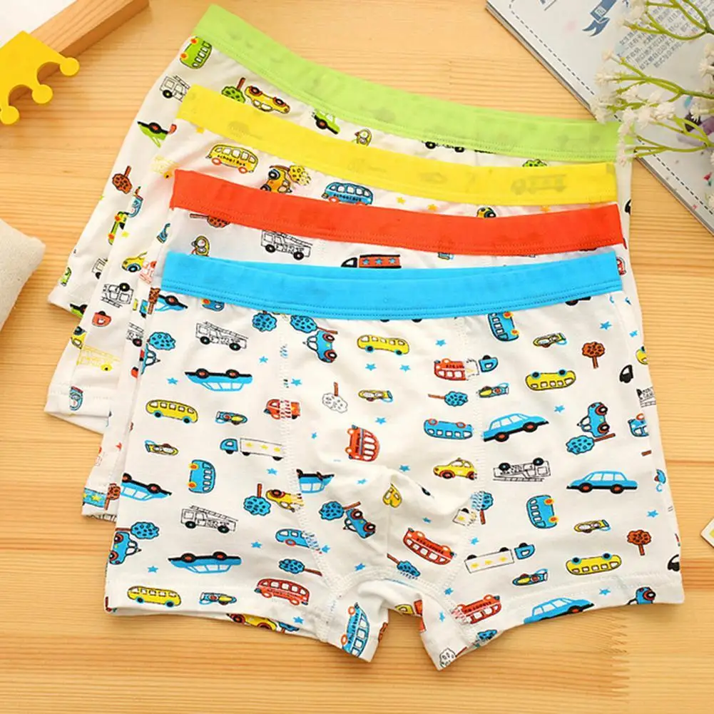Hot Sale Briefs Children Underwear Panties Infant Shorts Car Cotton Cartoon Image Kids 4 Pcs/pack Colors Random |