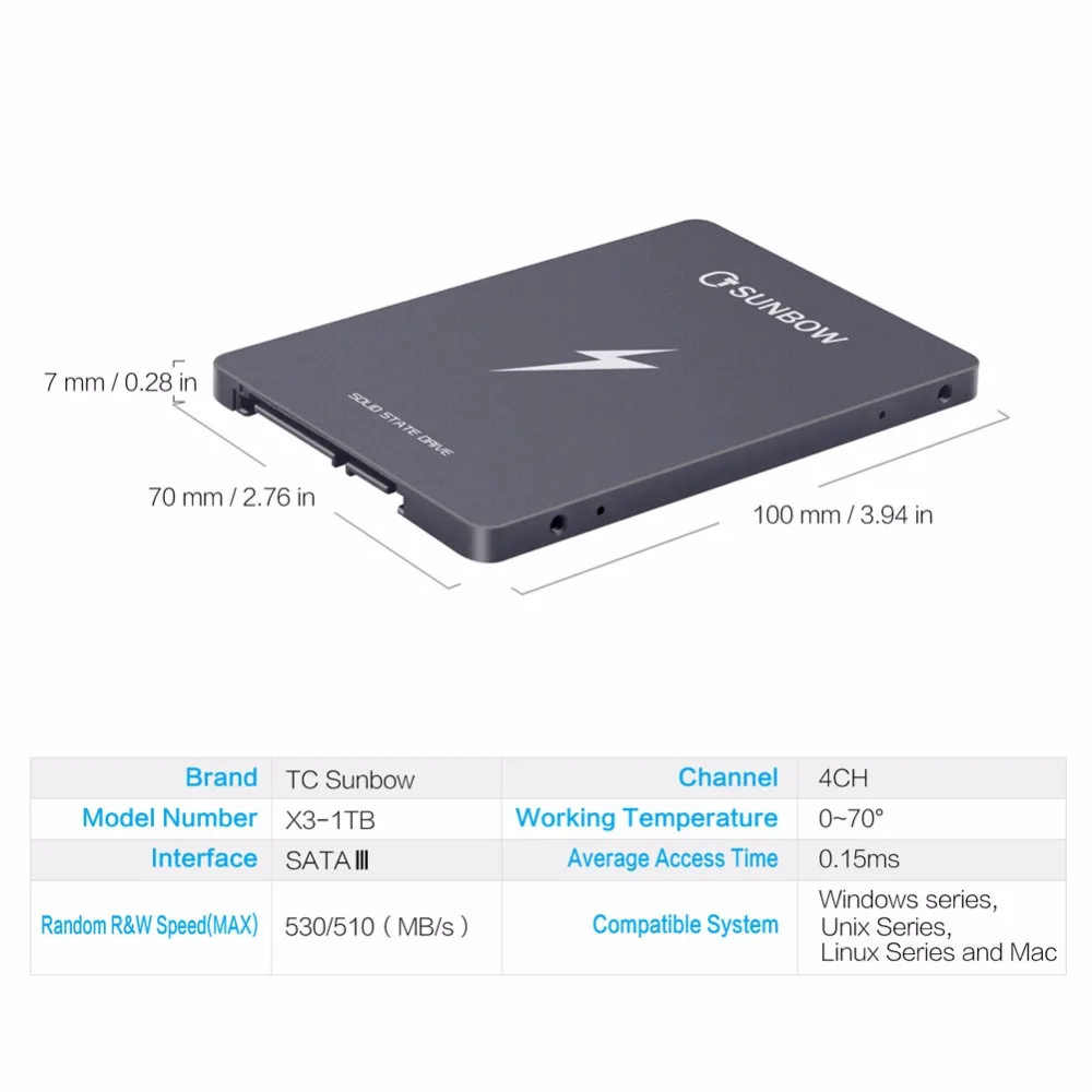 TC-SUNBOW Самый дешевый 2,5 жесткий диск 32GB 60GB 120GB 240GB 480GB 1 ТБ твердотельные диски 2,5 с 3 летней гарантией для ПК