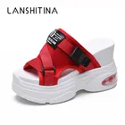 Сандалии женские на платформе, пляжная обувь, шлепанцы, обувь на средней танкетке, тапочки, Уличная обувь, белый цвет, лето 2020