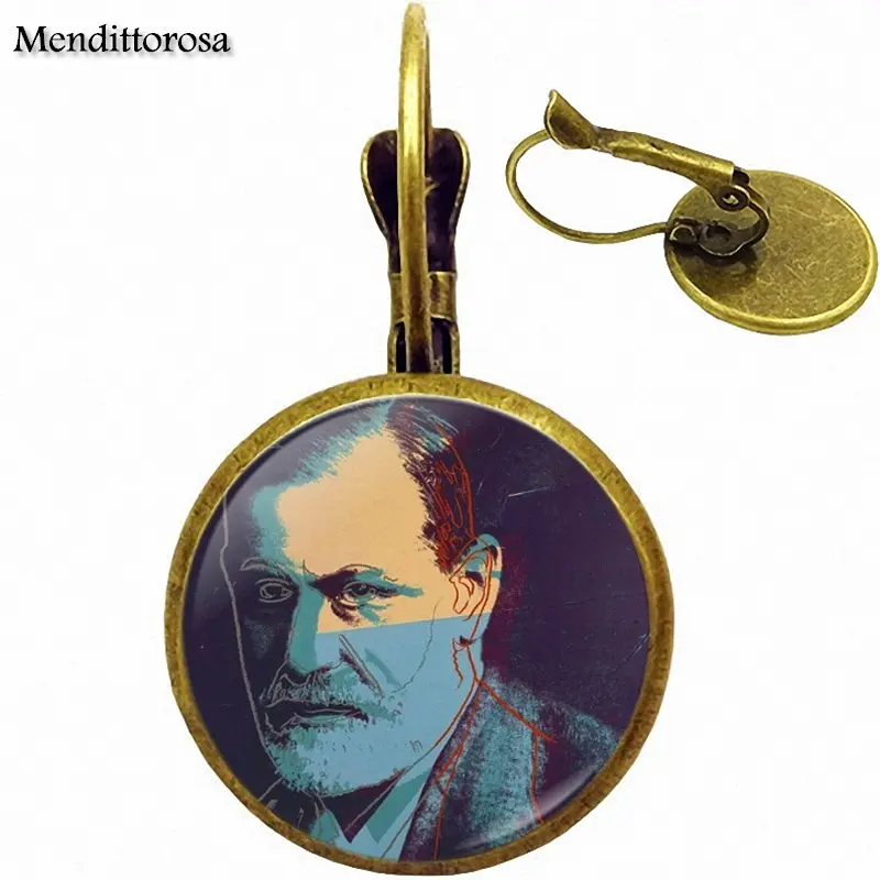 Стеклянный кабошон Sigmund Freud с бронзовым/серебряным/золотым зажимом