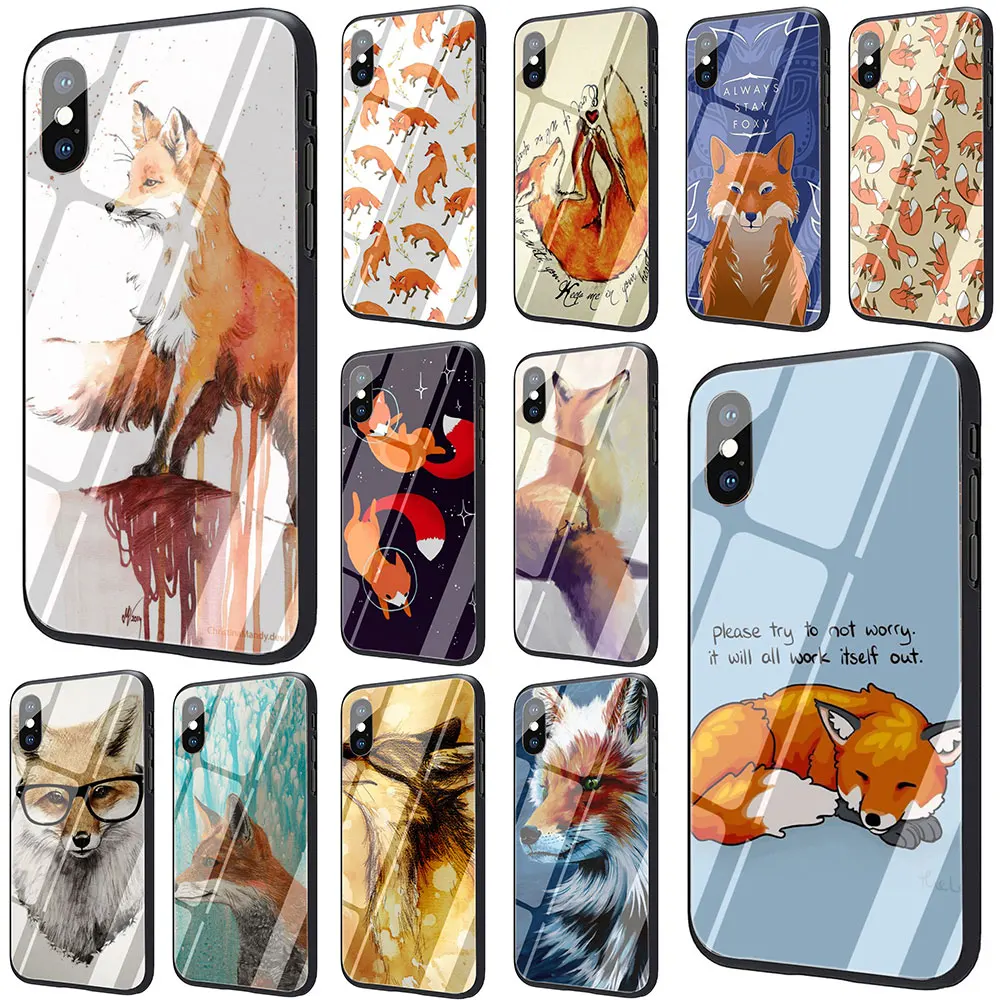 Чехол Sly fox из закаленного стекла для телефона чехол iPhone SE 2020 11 Pro 6 6S Plus 7 8 X XS XR