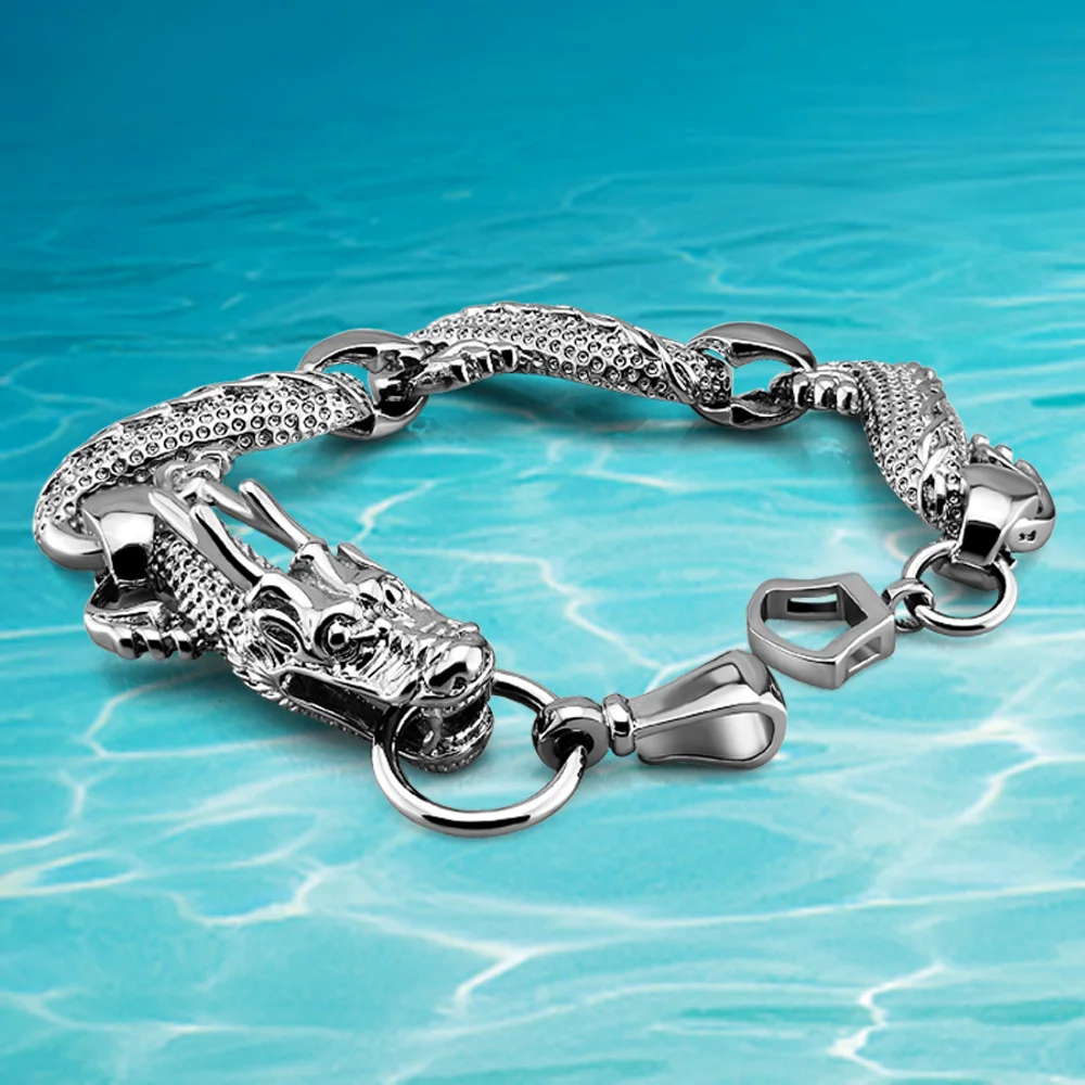 

New arrival!!! ethnic wind cool dragon charm men's bracelet ,925 Thai silver dragon bracelet for men jewelry accessories