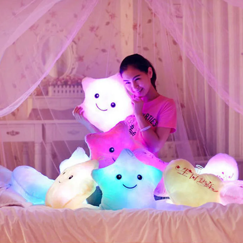 Kawaii красочные игрушки в форме звезды светящийся светодиодный светильник подушка