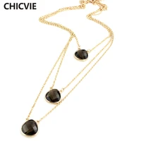 chicvie bohemia multilayer necklaces black crystal necklaces pendants elegant statement necklaces vintage jewelry sne160083
