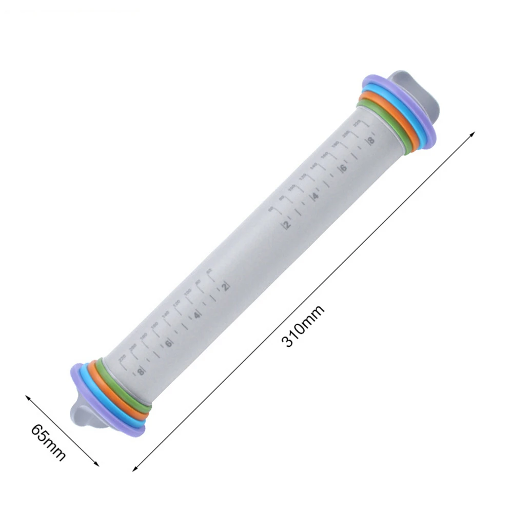 8 inches Силиконовая форма для выпечки, антипригарная Скалка, тиснение, шкала помадки, Регулируемый ролик для теста, оборудование для выпечки, кухонный инструмент - Цвет: 8 inches