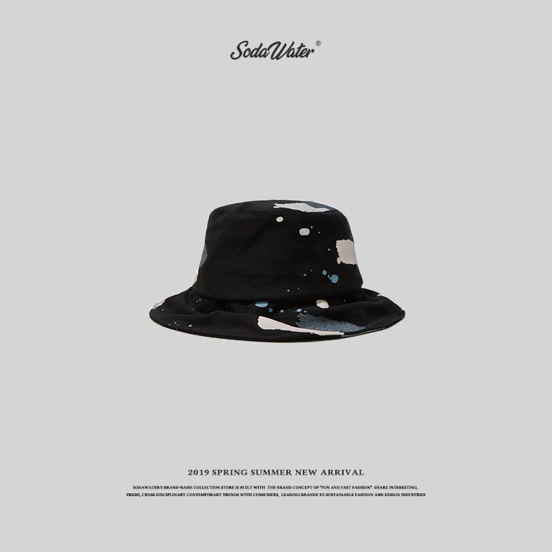 SODAWATER 2019 Cotton Splash Ink Retro Bucket Cap Fisherman Hat Outdoor Travel Men And Women Sun 138CI2019|Мужская панама| |