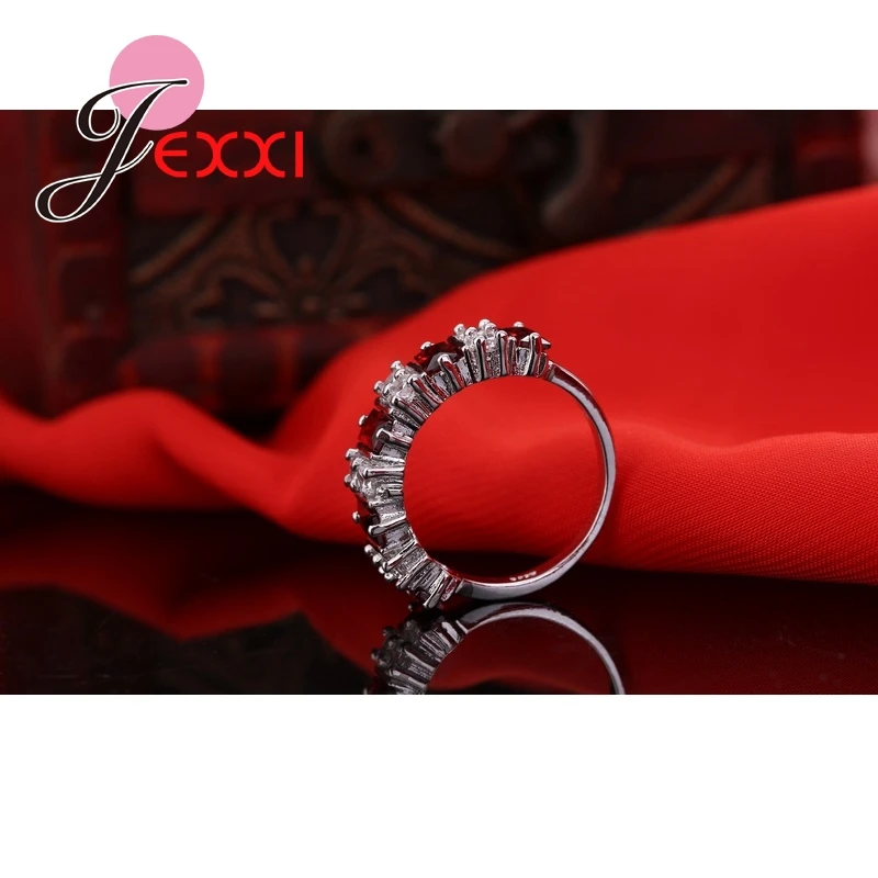 Женское кольцо из серебра 925 пробы с красным фианитом|ring sleeve|silver spinner rings menring silver