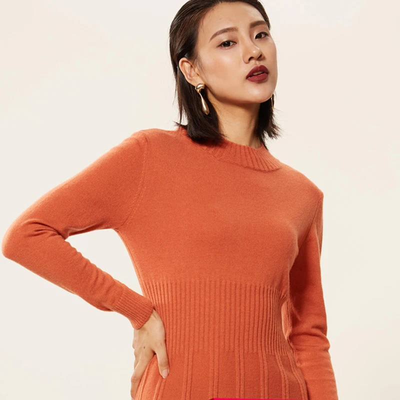 100% чистый кашемир платья-свитера для женщин цельное платье длинный кашемировый