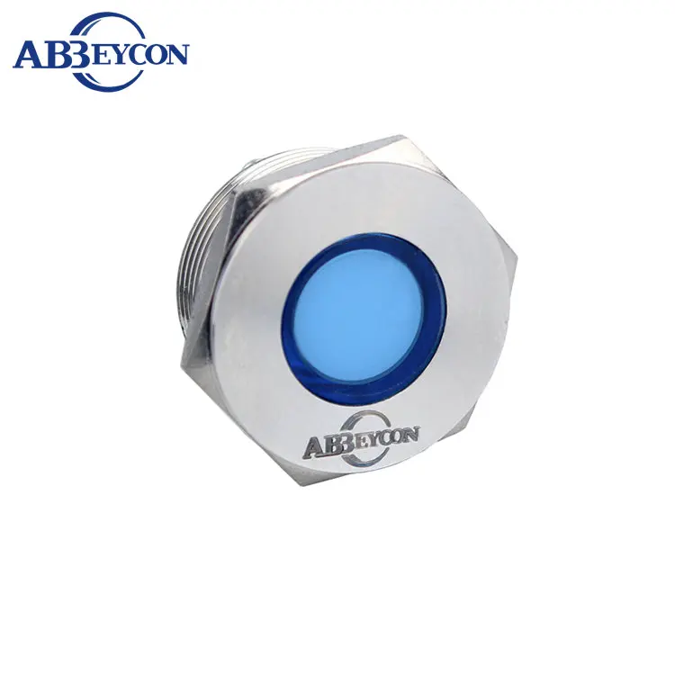 IN52 PA66,IP67 Blue color LED indicator 25mm anti-vandal pushbutton switch with 50000H lamp life LED pilot lamp