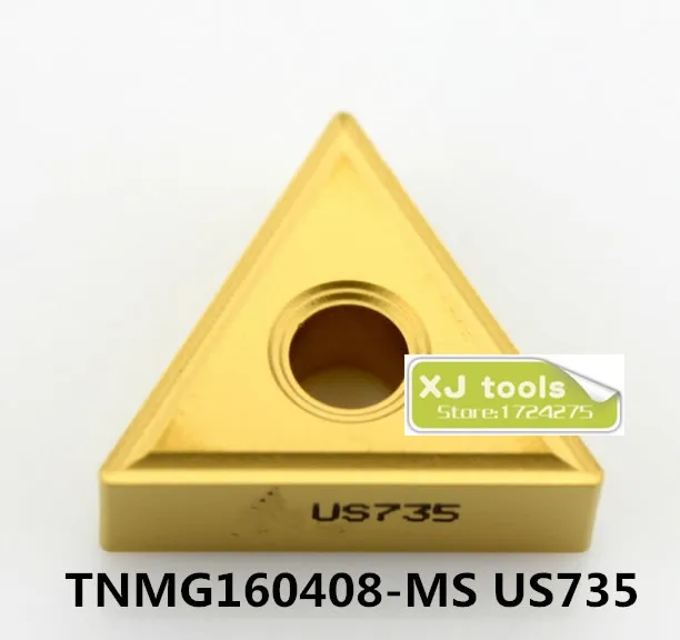 

10 шт. TNMG160404-MS US735/TNMG160408-MS US735 карбидные вставки для MTJNR/MTQNR/MTJNR, токарные лезвия для нержавеющей стали
