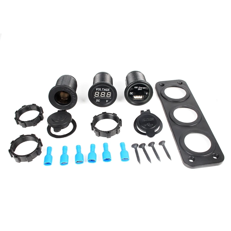 Автомобиль Зарядное устройство мотоцикл разъем USB адаптер + Цифровой вольтметр
