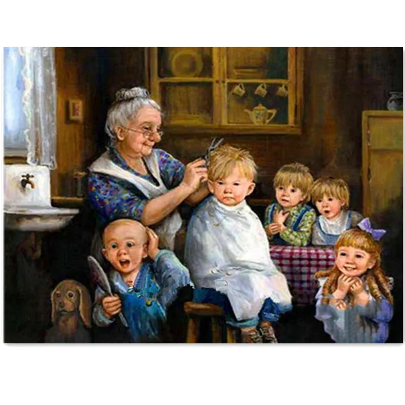 Алмазная вышивка с дедушкой и бабушкой сделай сам полная квадратная/круглая