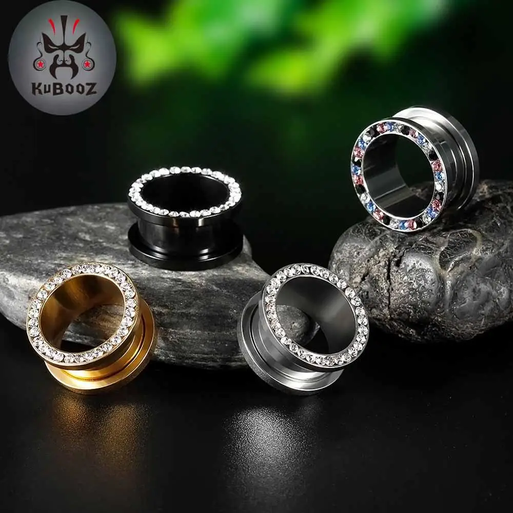 Серьги туннели KUBOOZ из нержавеющей стали с заглушками винтовые ювелирные изделия