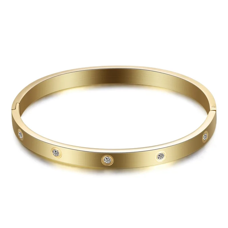 Женские браслеты из нержавеющей стали LETAPI золотого цвета с кристаллами