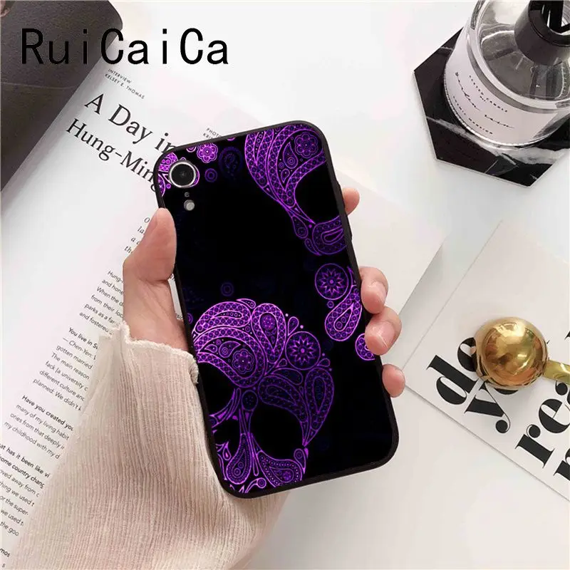 Ruicaica Цветочный Череп Модный Роскошный уникальный дизайн чехол для телефона iPhone 5