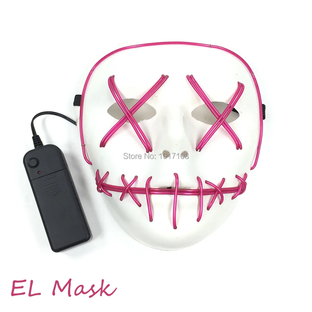 

New Type Wholesale 10 pcs Holloween Mask EL Wire LED Neon Light Ghost Dance Glowing Mask Gift Masks For Party Decoration