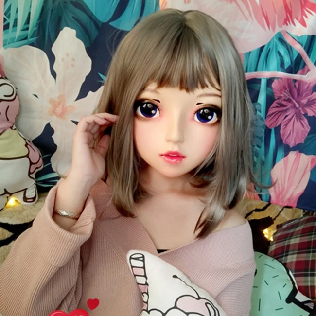(Zhu 04) Женская милая девочка каучуковые полуголовы Kigurumi BJD Eyes Crossdress Косплей