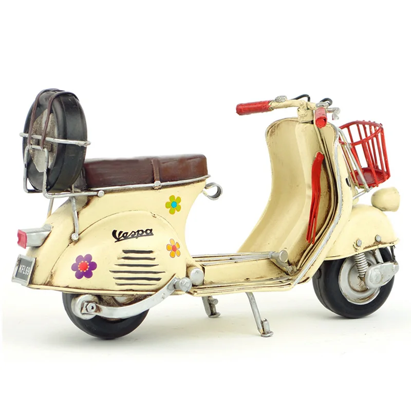 Vespa мини металлический мотоцикл модель ручной работы желтый цвет винтажная