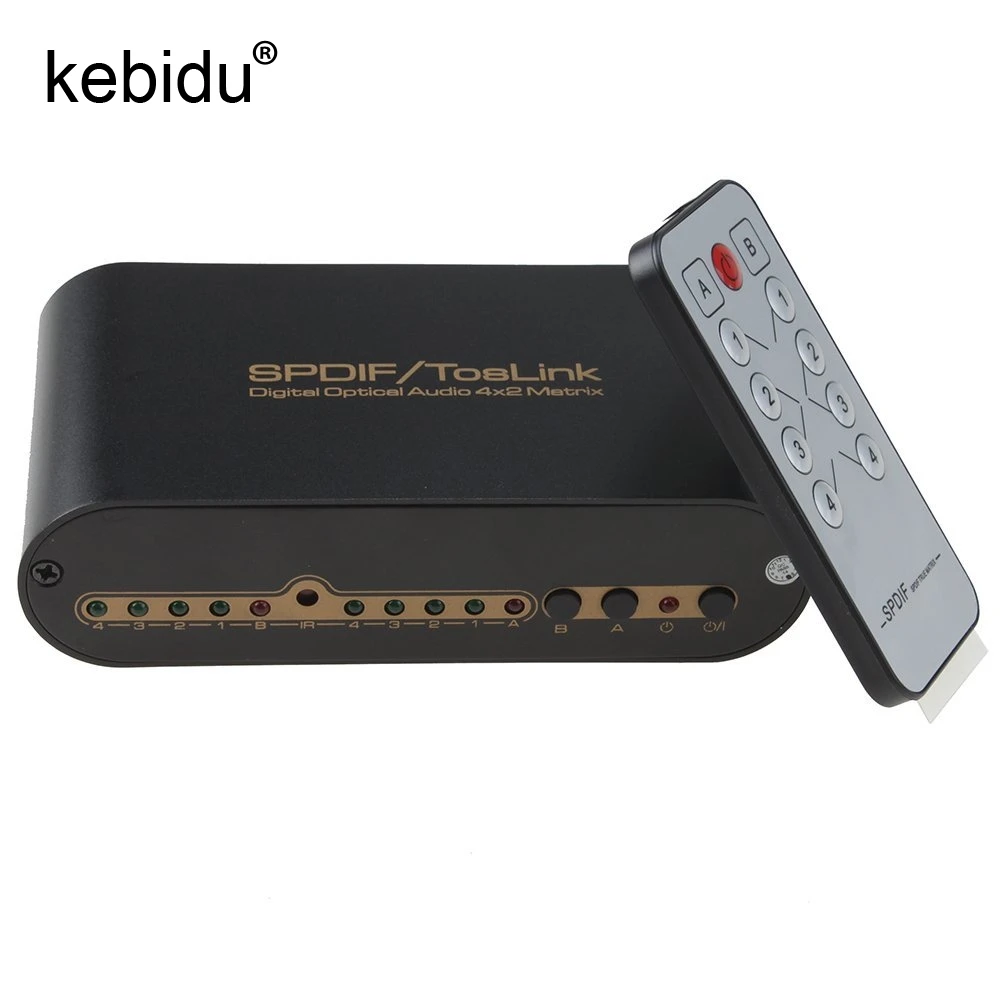 Kebidu SPDIF TOSLINK цифровая оптическая аудио правильная матрица 4x2 коммутатор